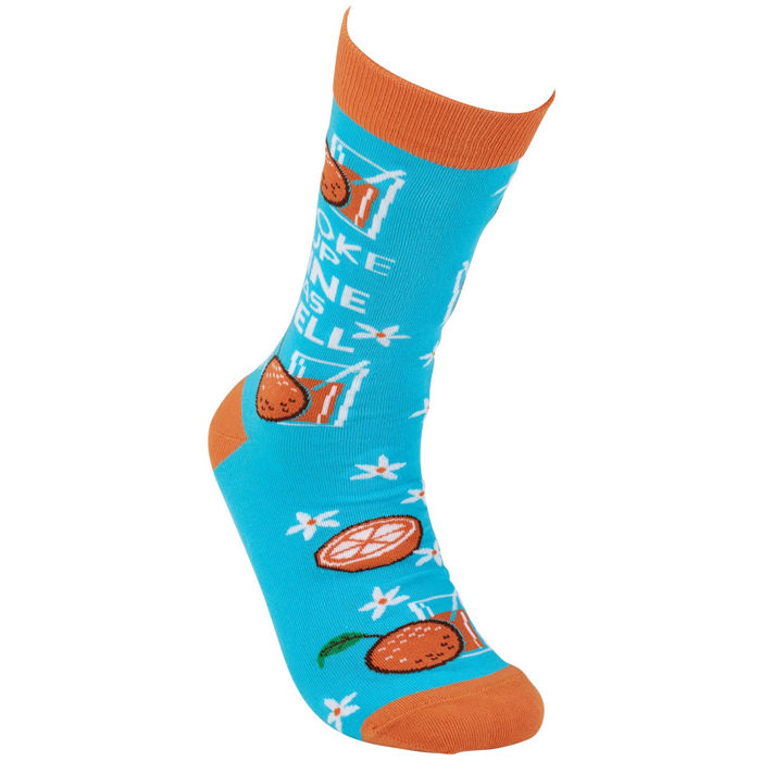 Woke Up Fine As Hell Socks in Blue | Orange Juice Illustration