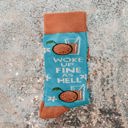  Woke Up Fine As Hell Socks in Blue | Orange Juice Illustration | Gift for Her