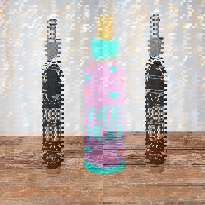 Woo Hoo! You Did It! Knit Wine Bottle Sock | Reusable Gift Bag for Gifting Wine