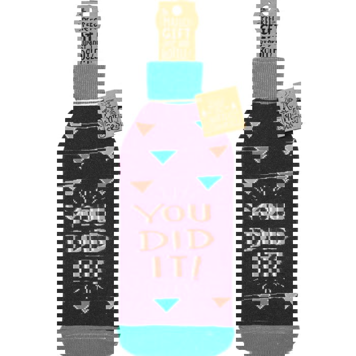 Woo Hoo! You Did It! Knit Wine Bottle Sock | Reusable Gift Bag for Gifting Wine