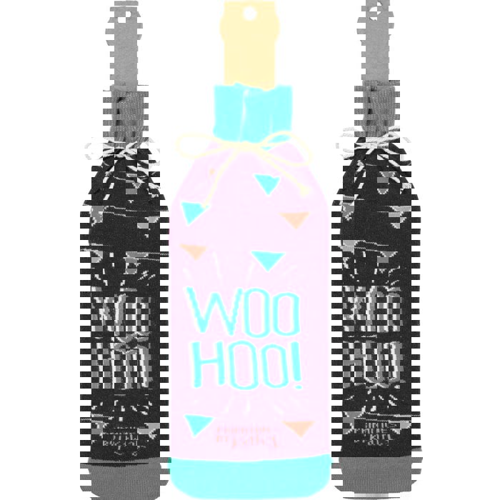 Woo Hoo! You Did It! Knit Wine Bottle Sock | Reusable Gift Bag for Gifting Wine