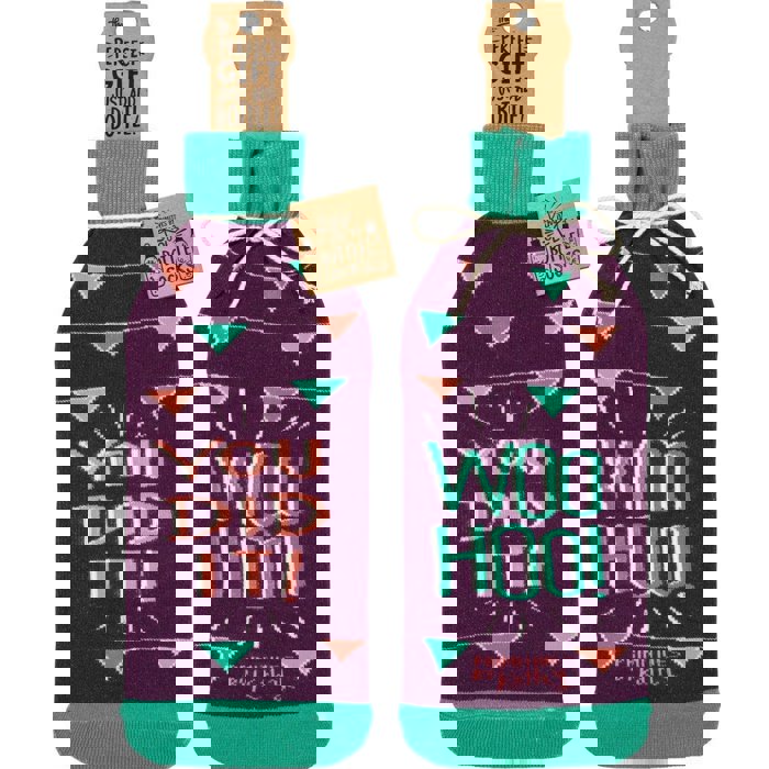 Woo Hoo! You Did It! Knit Wine Bottle Sock | Reusable Gift Bag for Gifting Wine