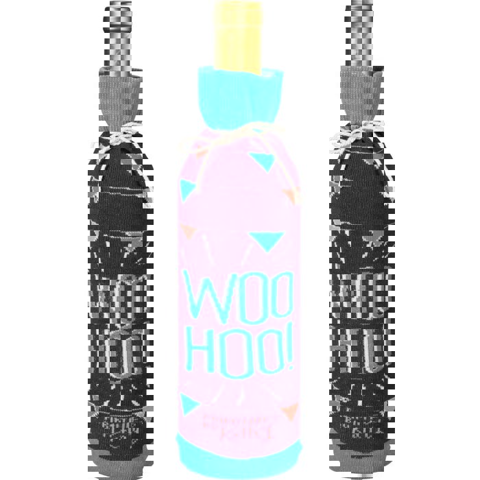 Woo Hoo! You Did It! Knit Wine Bottle Sock | Reusable Gift Bag for Gifting Wine