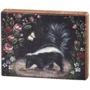  Woodland Skunk Block Sign | Rustic Desk Wall Wooden Decor | 6.50" x 5" x 1"