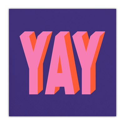 YAY Purple Beverage Napkins | Party Cocktail Paper Napkin | 5"