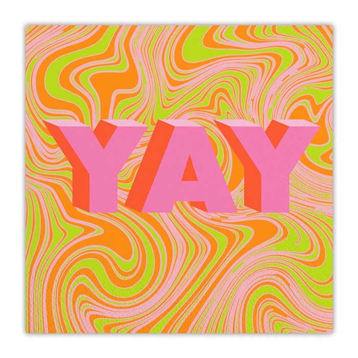 Yay Swirl Beverage Napkins | Party Cocktail Paper Napkin | 5"