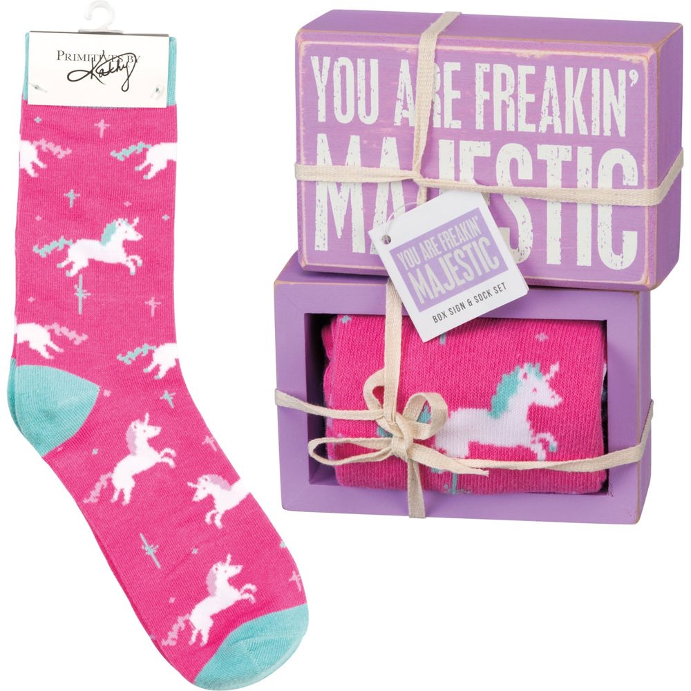 Wooden Box Sign And Socks Giftable Sets