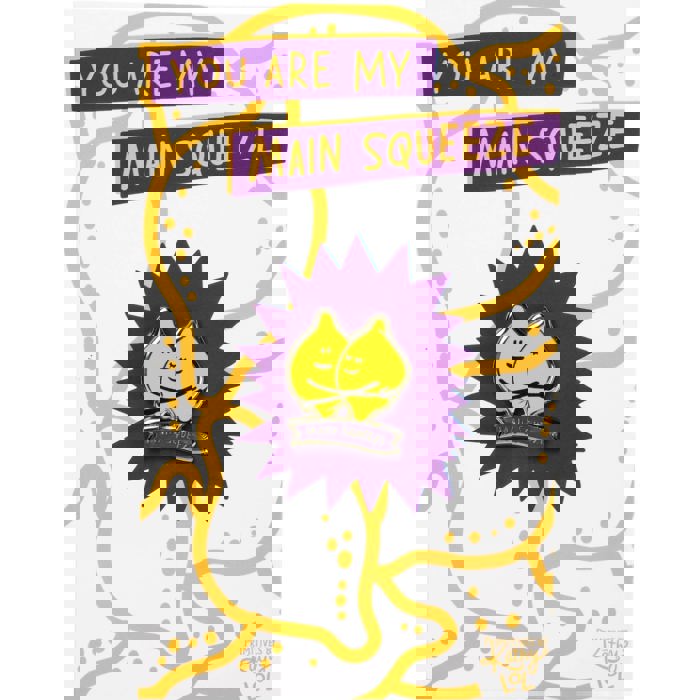 You Are My Main Squeeze Hugging Lemons Enamel Pin in Yellow