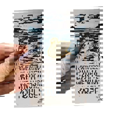 You Are Naturally Beautiful When You Are Yourself Swan Enamel Pin in White and Gold