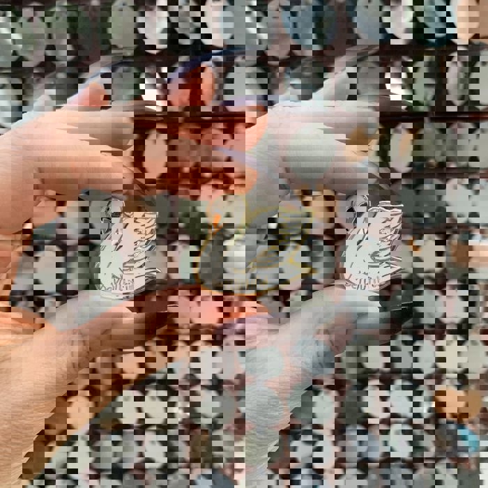 You Are Naturally Beautiful When You Are Yourself Swan Enamel Pin in White and Gold