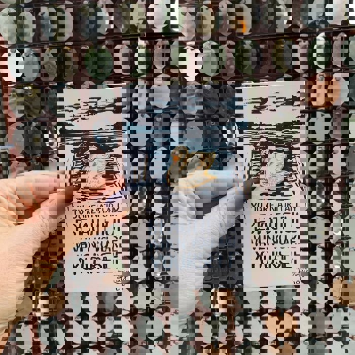 You Are Naturally Beautiful When You Are Yourself Swan Enamel Pin in White and Gold