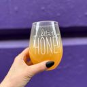  You Better Thrive Honey Wine Glass in Yellow Ombre | Stemless Wine Glass | 20oz