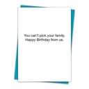 Pick Your Family Birthday 6 Pack Greeting Cards Cute and Funny Sayings Minimalist White Cards with Envelopes Blank Inside