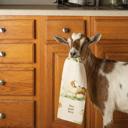 You Goat This Animal Puns Embroidered Tea and Dish Towels | Linen Novelty Kitchen Towels