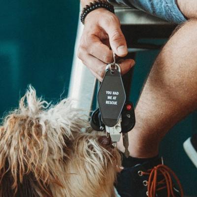You Had Me At Rescue Keychain in Black