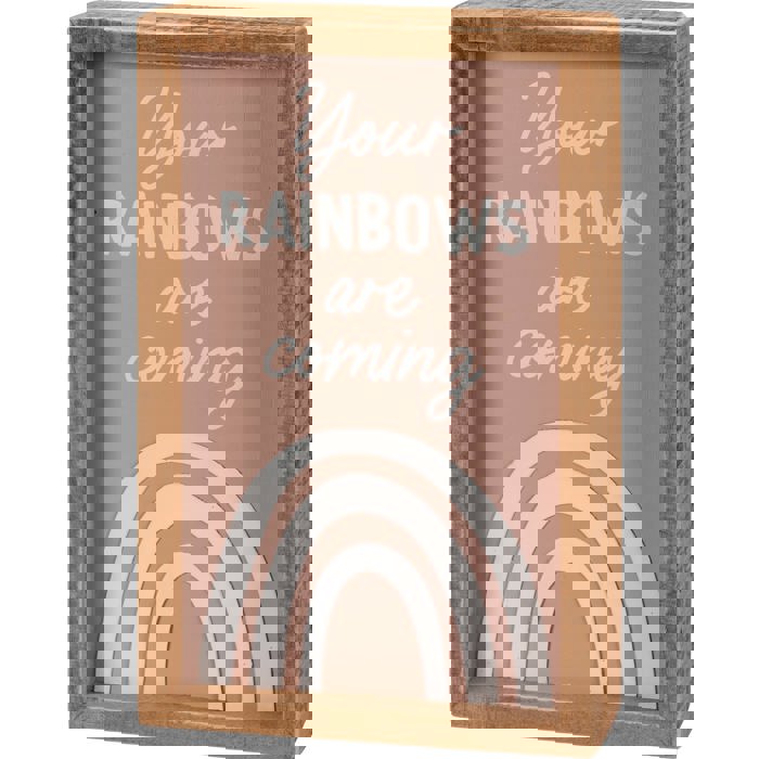 Your Rainbows Are Coming Inspirational Gift | Decor Sign and Tea Towel Bundle