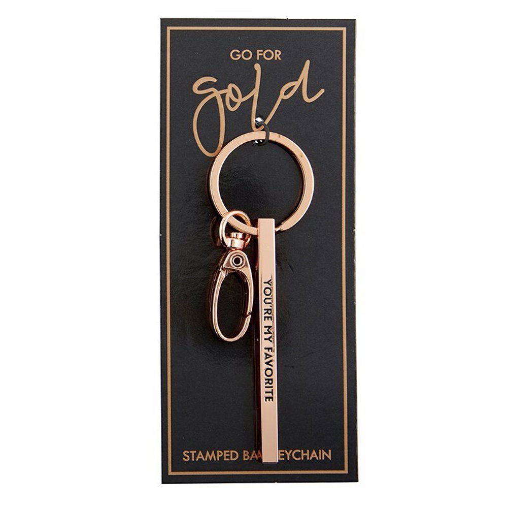 Gold Bar Skinny Keychains - Metal Quote Key Holder