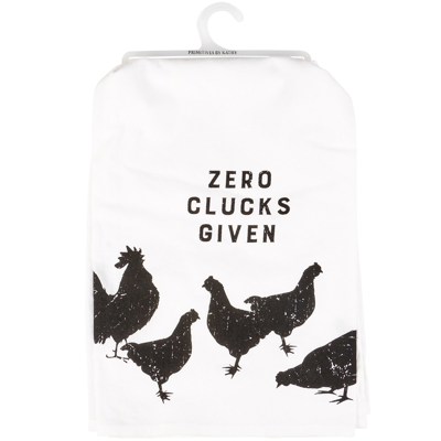 Zero Clucks Given Chicken Rooster Kitchen Towel | Cotton Tea Hand Dish Cloth | 28" x 28"