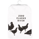  Zero Clucks Given Chicken Rooster Kitchen Towel | Cotton Tea Hand Dish Cloth | 28" x 28"