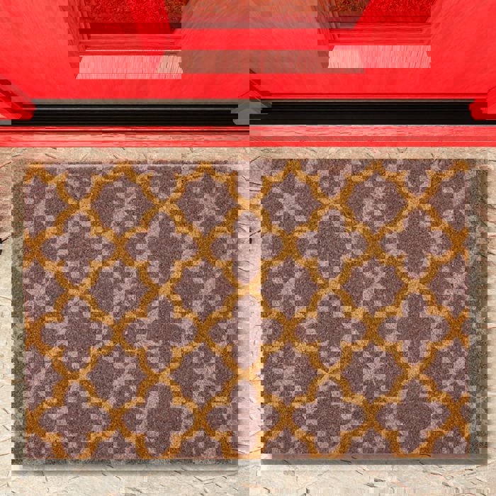 Lavender Print Coir Fiber Doormat | Outdoor Patio Rug | 24" X 17"