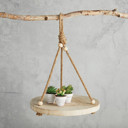 Set of 2 Round Wooden Hanging Tray, 12-Inch Diameter, Natural