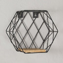  Set of 2 Small Honeycomb Shape Wall Shelf | Hexagon Floating Shelf Wood/Black | Books Plants Holder