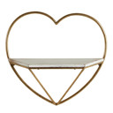 Heart Floating Metal Wall Shelf, Gold Frame Minimalist Decor