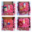  Candle + Sips Gift Box with Compostable Pink Heart Packing Peanuts