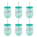 Chillin' in Mint Green Set of 6 Freezable Acrylic Wine Chiller Tumbler, 12-Ounce | Summer Cocktails Barware Drinkware