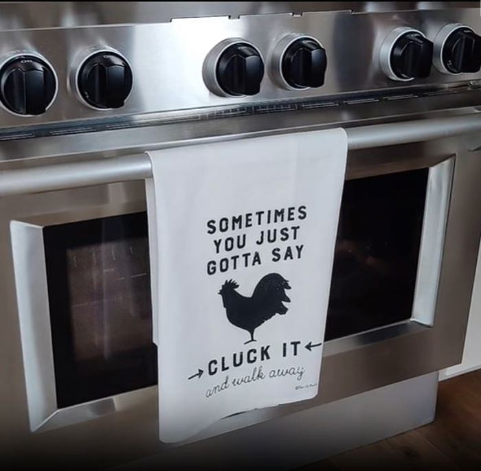 Sometimes You Just Gotta Say Cluck It Dish Cloth Towel | Novelty Silly Tea Towels | Cute Kitchen Hand Towel | Rooster | 28" Square