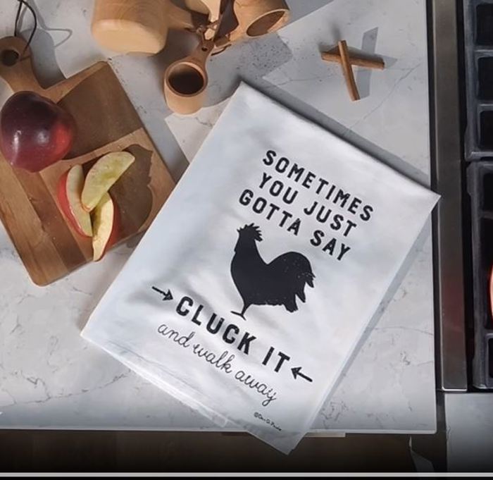 Sometimes You Just Gotta Say Cluck It Dish Cloth Towel | Novelty Silly Tea Towels | Cute Kitchen Hand Towel | Rooster | 28" Square