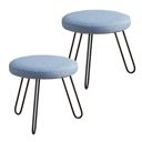  Set of 2 Modern Denim Footstool, Small Chair Iron 11-inches Tall