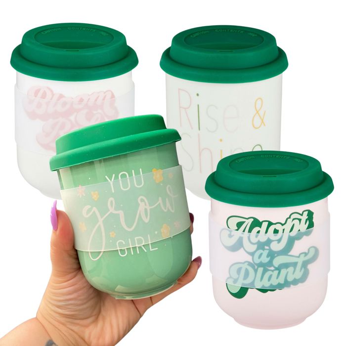 Pretty Eco- and Plant-Themed To-Go Mugs with Silicone Lids | Eco-friendly Gifts - 5 Options!