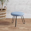  Set of 2 Modern Denim Footstool, Small Chair Iron 11-inches Tall