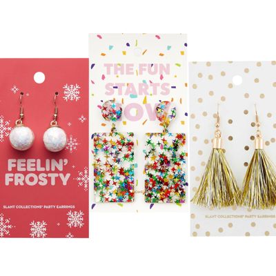 Holiday Earrings on Giftable Cards for Stocking Stuffers, Party Favors, Costume Accessories | Christmas Party | New Years