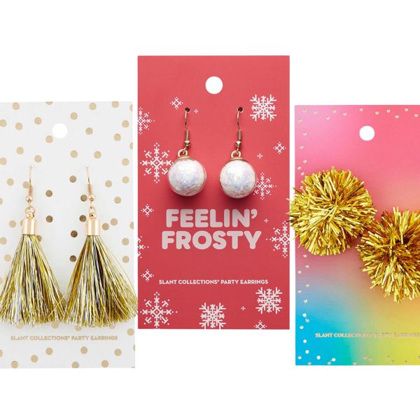 Holiday Earrings on Giftable Cards for Stocking Stuffers, Party Favors, Costume Accessories