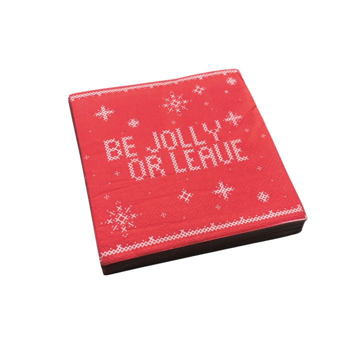 Be Jolly or Leave Christmas Beverage Napkins Pack | Cocktail Beverage Party Napkin | 5" Square