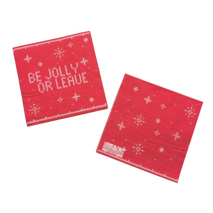 Be Jolly or Leave Christmas Beverage Napkins Pack | Cocktail Beverage Party Napkin | 5" Square