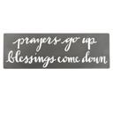  Christian Metal Wall Art Prayers Go Up Blessings Come Down 15" x 5"