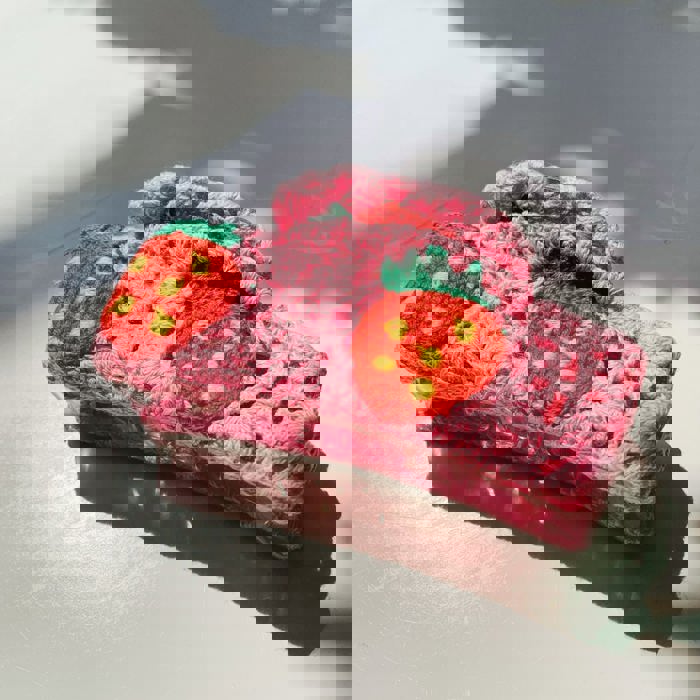 Strawberry Granny Square Hair Claw | Claw Clip Grandmothers Mothers Gift