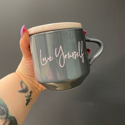 Love Yourself Mug & Coaster Lid with Rainbow Design | Pride LGBTQ