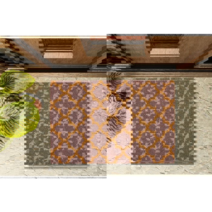 Lavender Print Coir Fiber Doormat | Outdoor Patio Rug | 24" X 17"