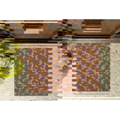 Lavender Print Coir Fiber Doormat | Outdoor Patio Rug | 24" X 17"