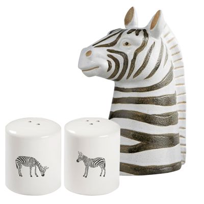Zebra Salt And Pepper Shakers Set and Vase Planter Bundle | Zebra Lover Gifts