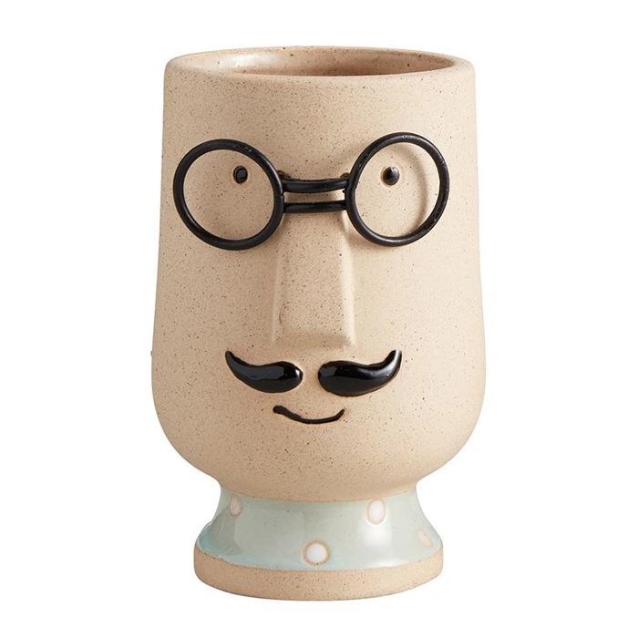Man Face Planter Ceramic Pot | Plant Lover Gifts Funny Indoor Planter
