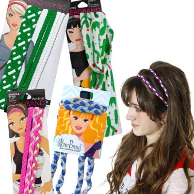 Pom Braid and Knotted Headbands | Nylon Hairband Hair Accessory | Workout Headband Packs and Singles