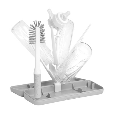 Ubbi On-The-Go Baby Bottle Drying Rack and Brush Set Travel Case in Gray