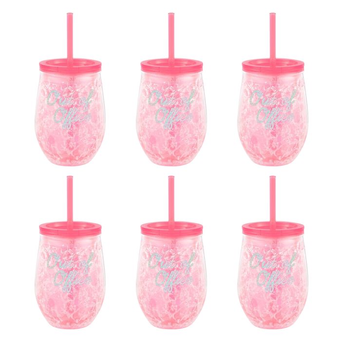 Set of 6 Freezable Acrylic Wine Chiller Tumbler, 12-Ounce | Summer Cocktails Barware Drinkware