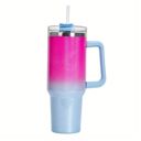 Pink Baby Blue 40 Oz Ombre Gradient Stainless Steel Insulated Handle Tumbler - XL Size with Straw