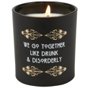  Gin Scented Art Deco Soy Candle | We Go Together Like Drunk And Disorderly Jar Candle | Gold Accents Matte Black Glass | 35hrs Burn Time